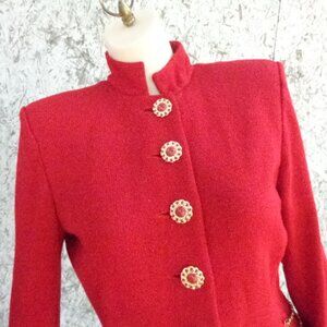 St John Knit Vintage Red Blazer sz 4 To Die For Buttons